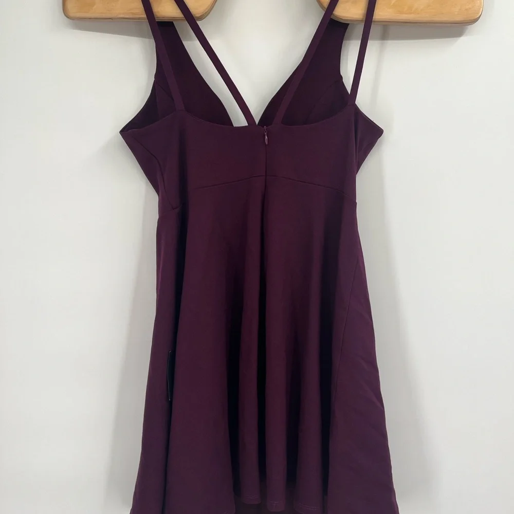 Lulus Love Galore Plum Spaghetti Strap Fit & Flare Skater Mini Dress NWT Sz L - Picture 9 of 12